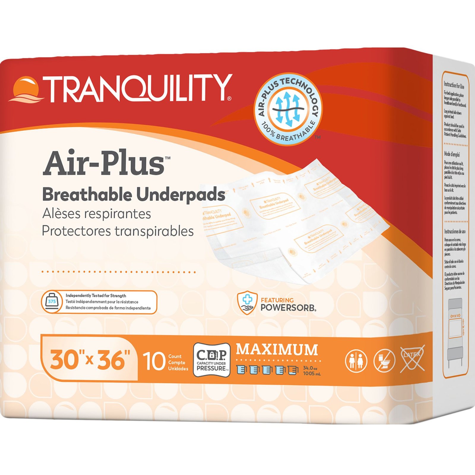 Tranquility Air-Plus Breathable Underpads, 30 x 36 in, Case of 40