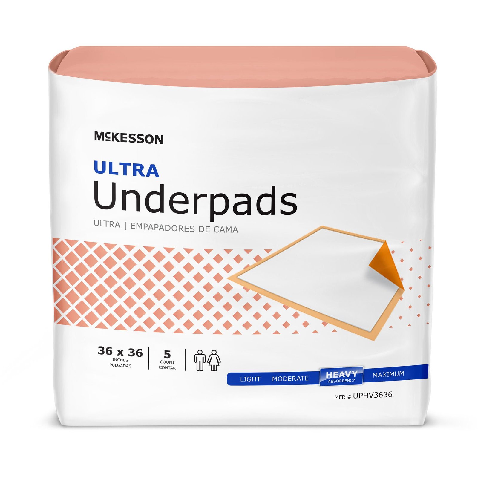 McKesson Ultra Underpads, 36 x 36 in, Case of 50